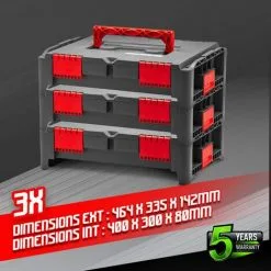 Lot De 3 Coffrets Empilables BEPS1 - Constructor -ROULOR Soldes Magasin 13804796 3