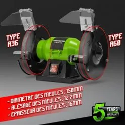 Touret à Meuler 150W - 150mm - Constructor -ROULOR Soldes Magasin 27613885 3