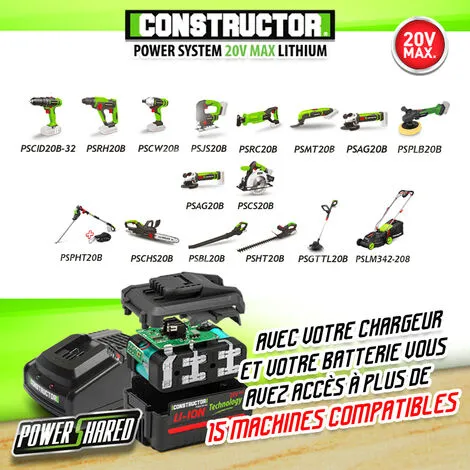 CONSTRUCTOR VISSEUSE A CHOCS MAX 20V +BAT.4AH+CHARG. 2 CONSTRUCTOR VISSEUSE A CHOCS MAX 20V +BAT.4AH+CHARG. – Image 2