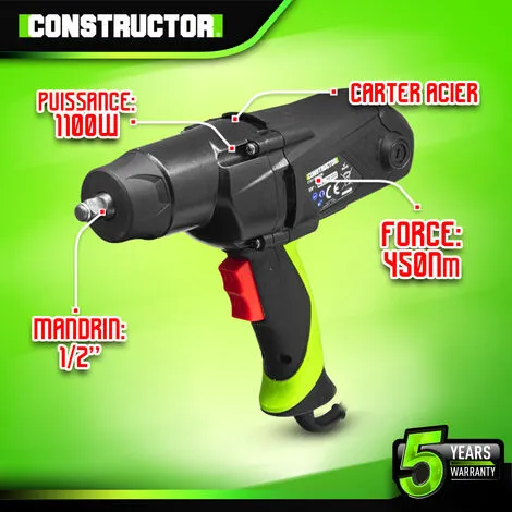 Boulonneuse à Chocs 1100W - 450Nm- Constructor 2 Boulonneuse à Chocs 1100W - 450Nm- Constructor – Image 2
