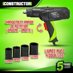 Boulonneuse à Chocs 1100W - 450Nm- Constructor 7 Boulonneuse à Chocs 1100W - 450Nm- Constructor -ROULOR Soldes Magasin 36473332 3