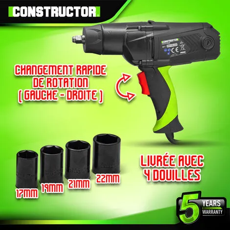 Boulonneuse à Chocs 1100W - 450Nm- Constructor 3 Boulonneuse à Chocs 1100W - 450Nm- Constructor – Image 3