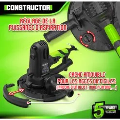 Ponceuse Plâtre 1220W - 225mm Avec Sac Récupérateur Et 8 Abrasifs - Constructor -ROULOR Soldes Magasin 46301061 3