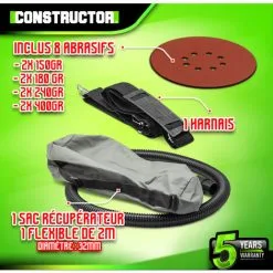 Ponceuse Plâtre 1220W - 225mm Avec Sac Récupérateur Et 8 Abrasifs - Constructor -ROULOR Soldes Magasin 46301061 4