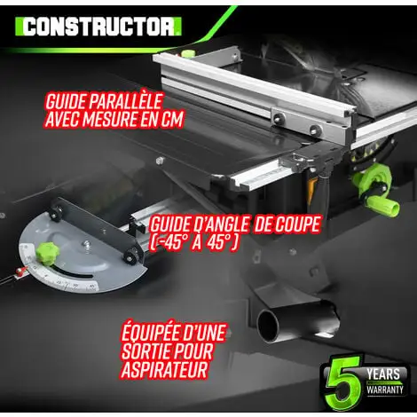 Table Scie Circulaire 2000W - 254mm - Livrée Avec 2 Lames - Constructor 4 Table Scie Circulaire 2000W - 254mm - Livrée Avec 2 Lames - Constructor – Image 4