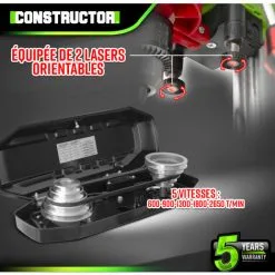 Perceuse à Colonne 350W Avec étau Et Laser - 13mm - 5 Vitesses - Constructor -ROULOR Soldes Magasin 70530246 4